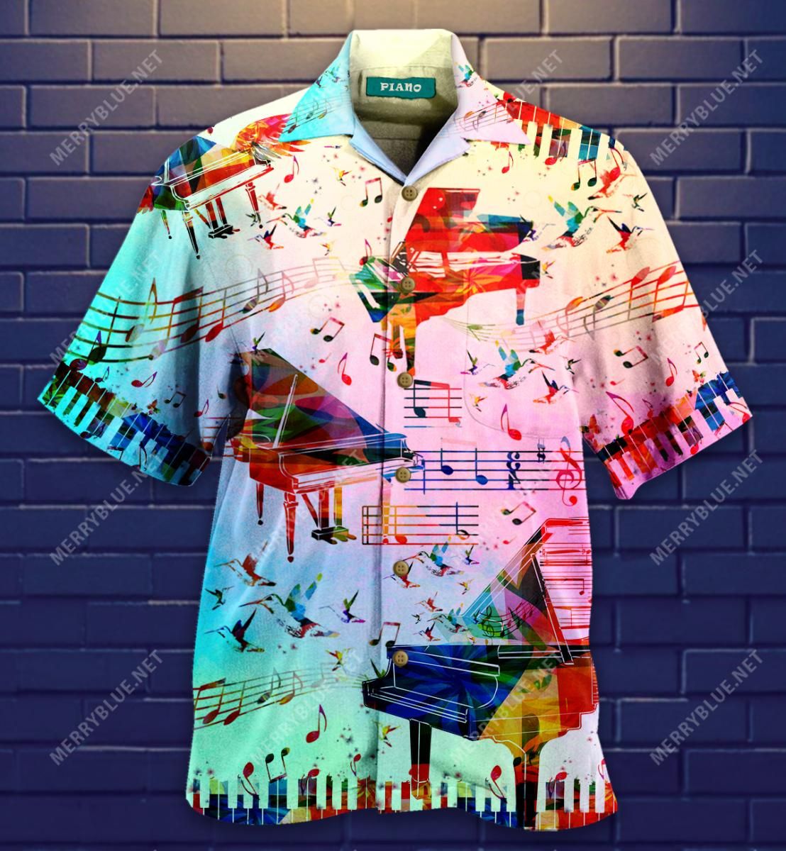 Amazing Colorful Piano Aloha Hawaiian Shirt Colorful Short Sleeve Summer Beach Casual Shirt For Men And Women