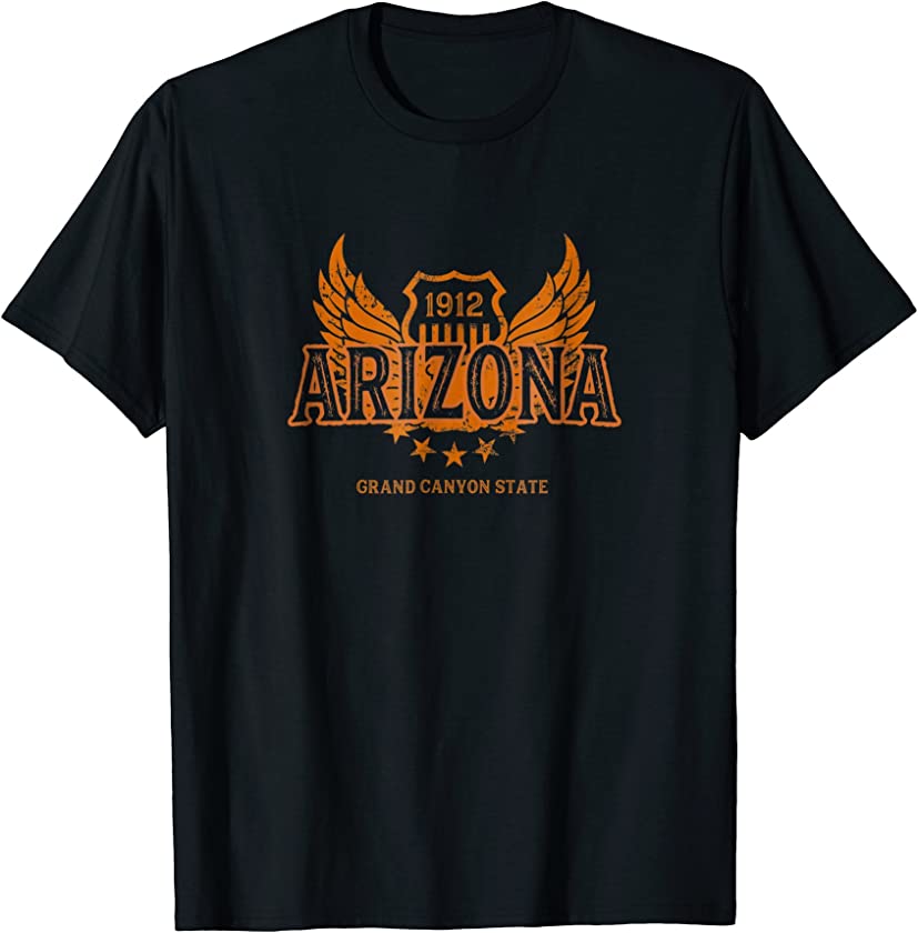 Arizona AZ T-Shirt Vintage Motorcycle Winged Biker Tee