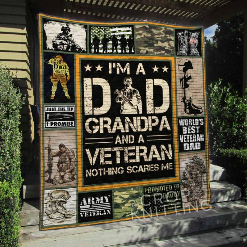 A BC – Veteran Dad Grandpa Quilt Blanket