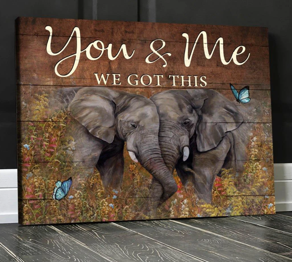 You & Me Elephant Premium Wall Art Canvas