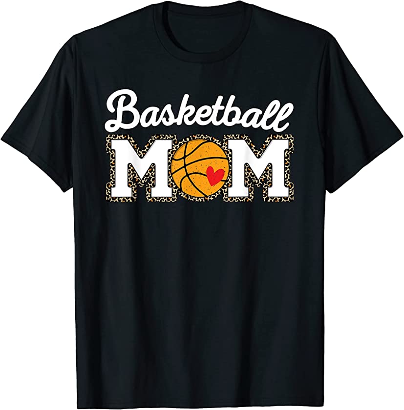 Cute Basketball Mom Leopard Print Mothers Day T-Shirt