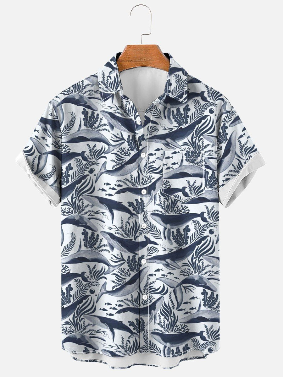 Men’S Whales Printing Casual Shirt