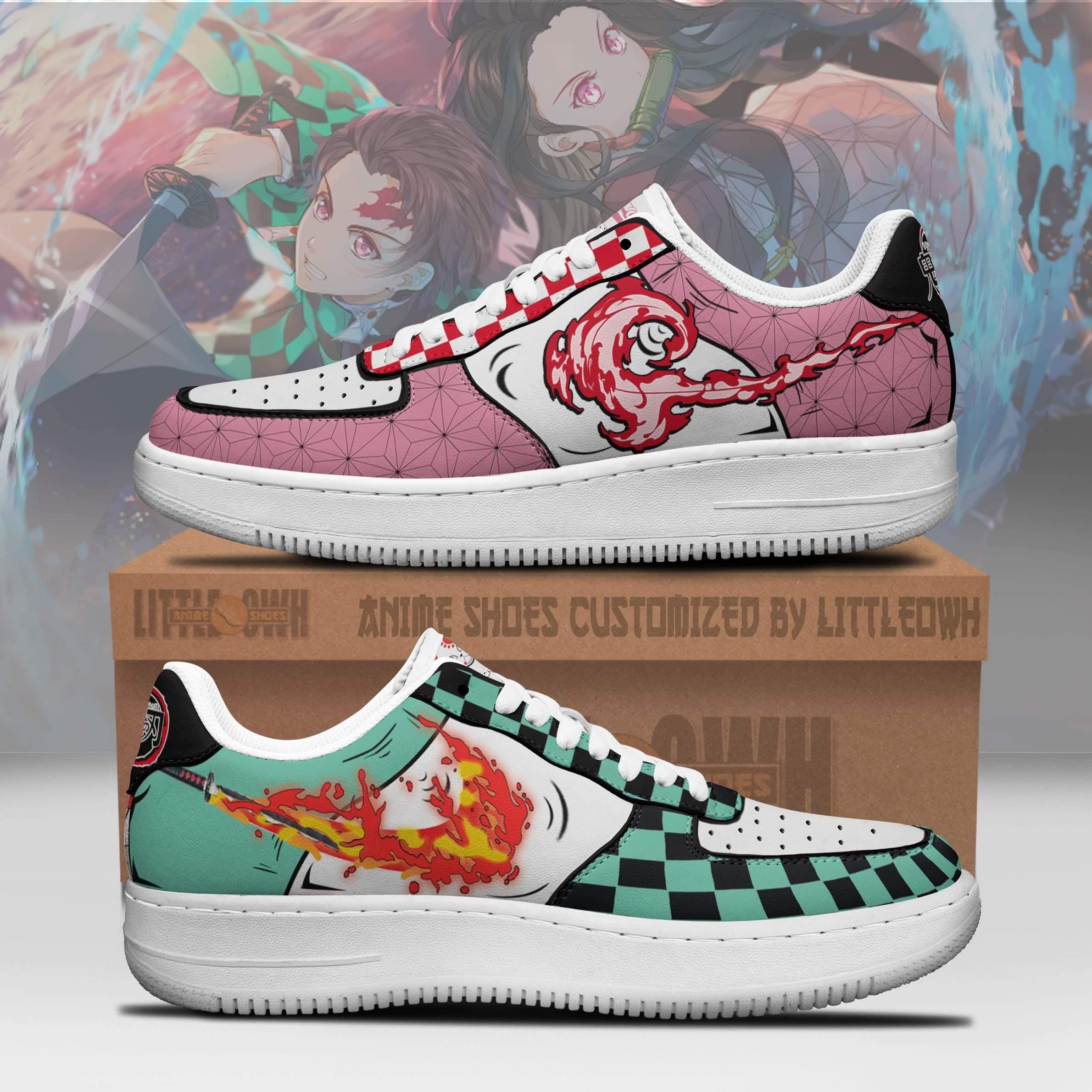 Tanjiro X Nezuko Breathing Air Sneakers Custom Demon Slayer Anime Shoes