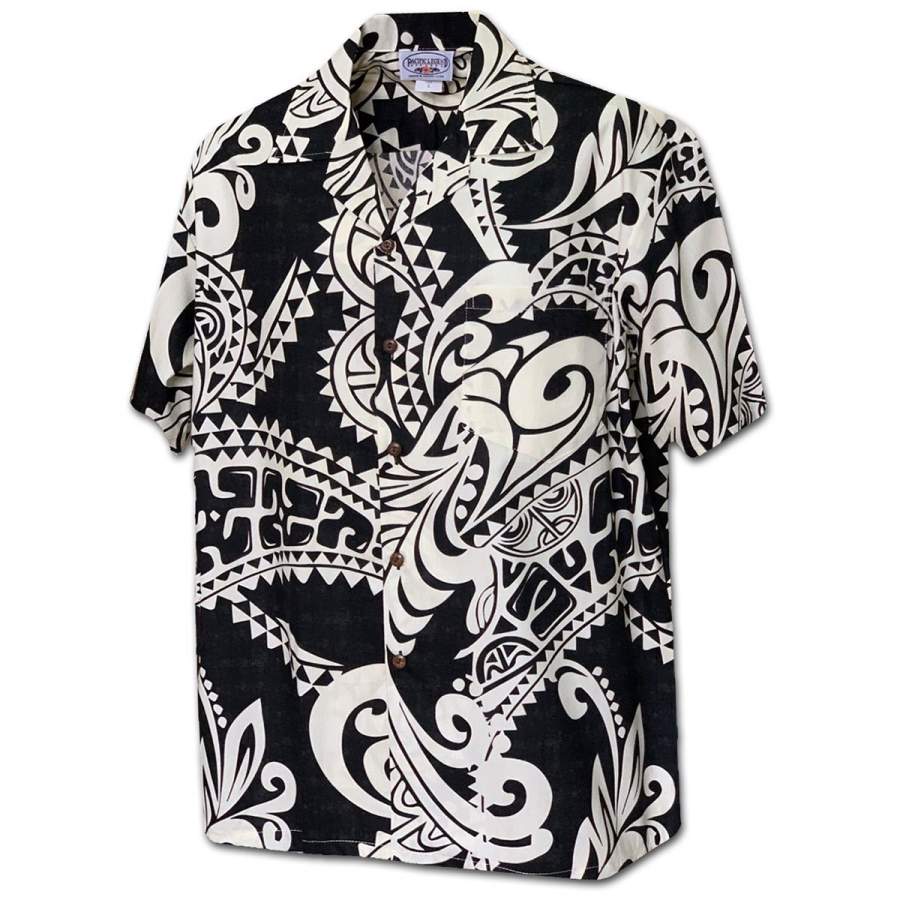 Island Warrior Black Hawaiian Shirt