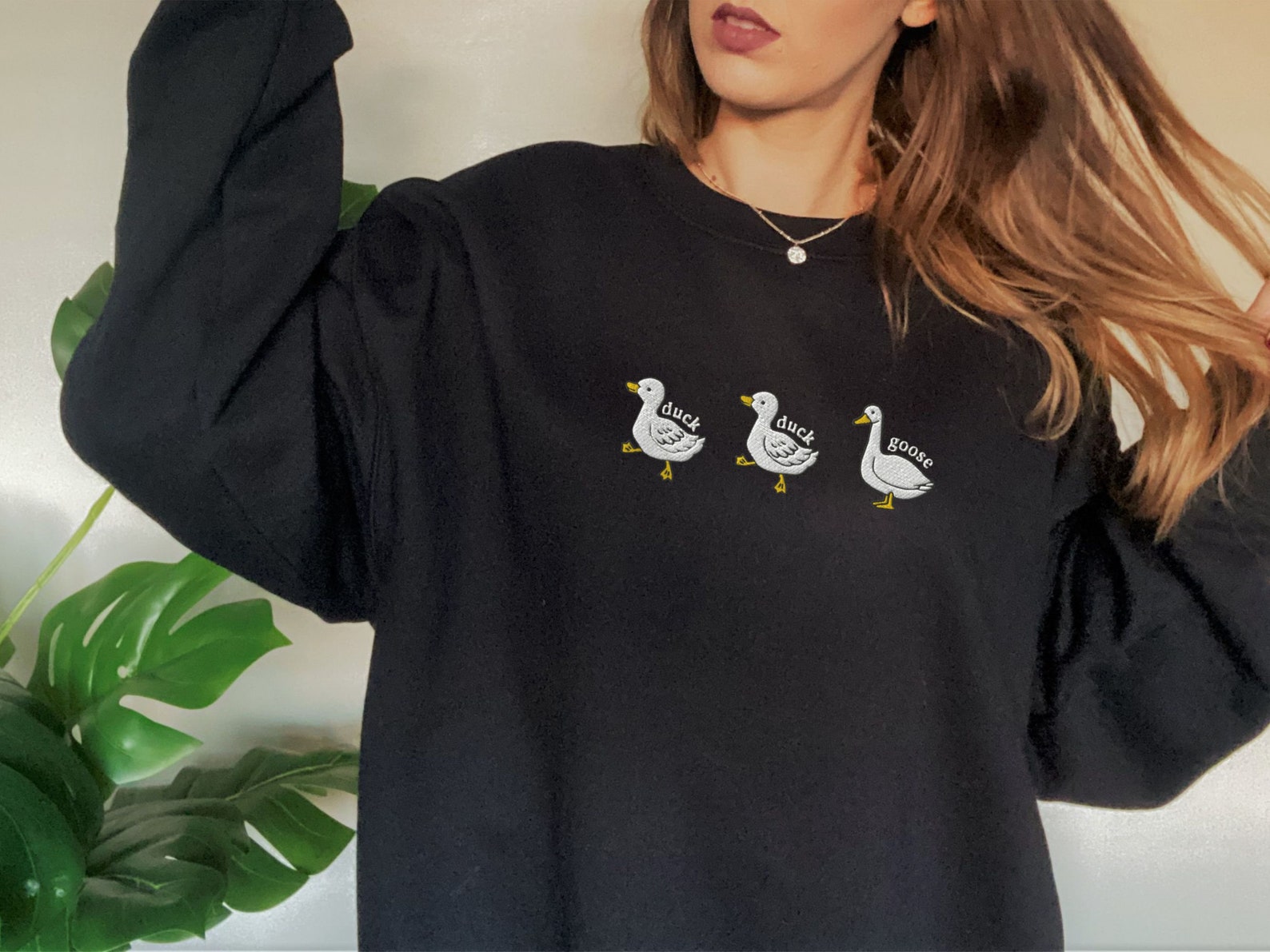 Duck, Duck, Goose Embroidered Halloween Sweatshirt 2D Crewneck Sweatshirt All Over Print Sweatshirt For Women Sweatshirt For Men Sws3042