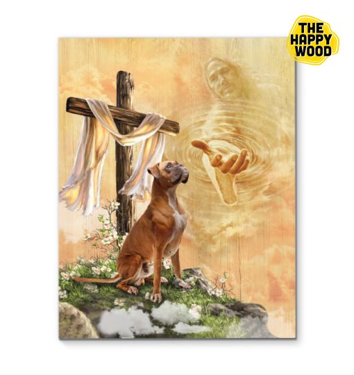 Boxer Cross And God Hand Custom Vertical Canvas Poster For Home Decoration