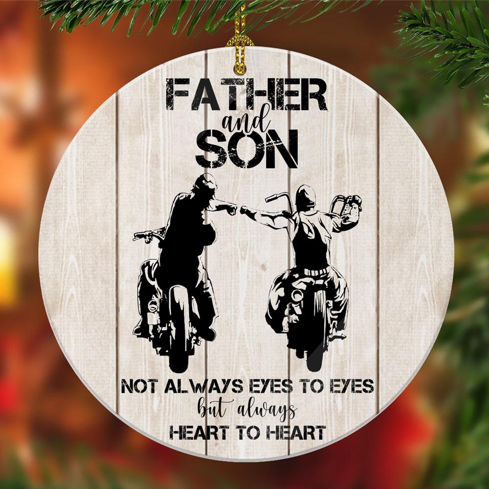Father Son Heart To Heart Biker Ornament Gift For Biker Dad Son Ornament