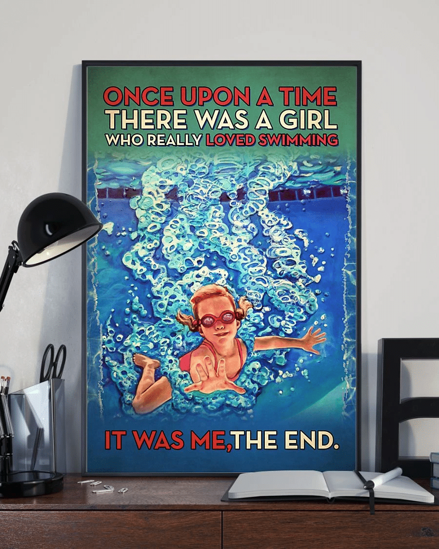 Swimming Poster Canvas – Once Upon A Time There Was A Girl Vintage Home Decor Wall Art Evg81300