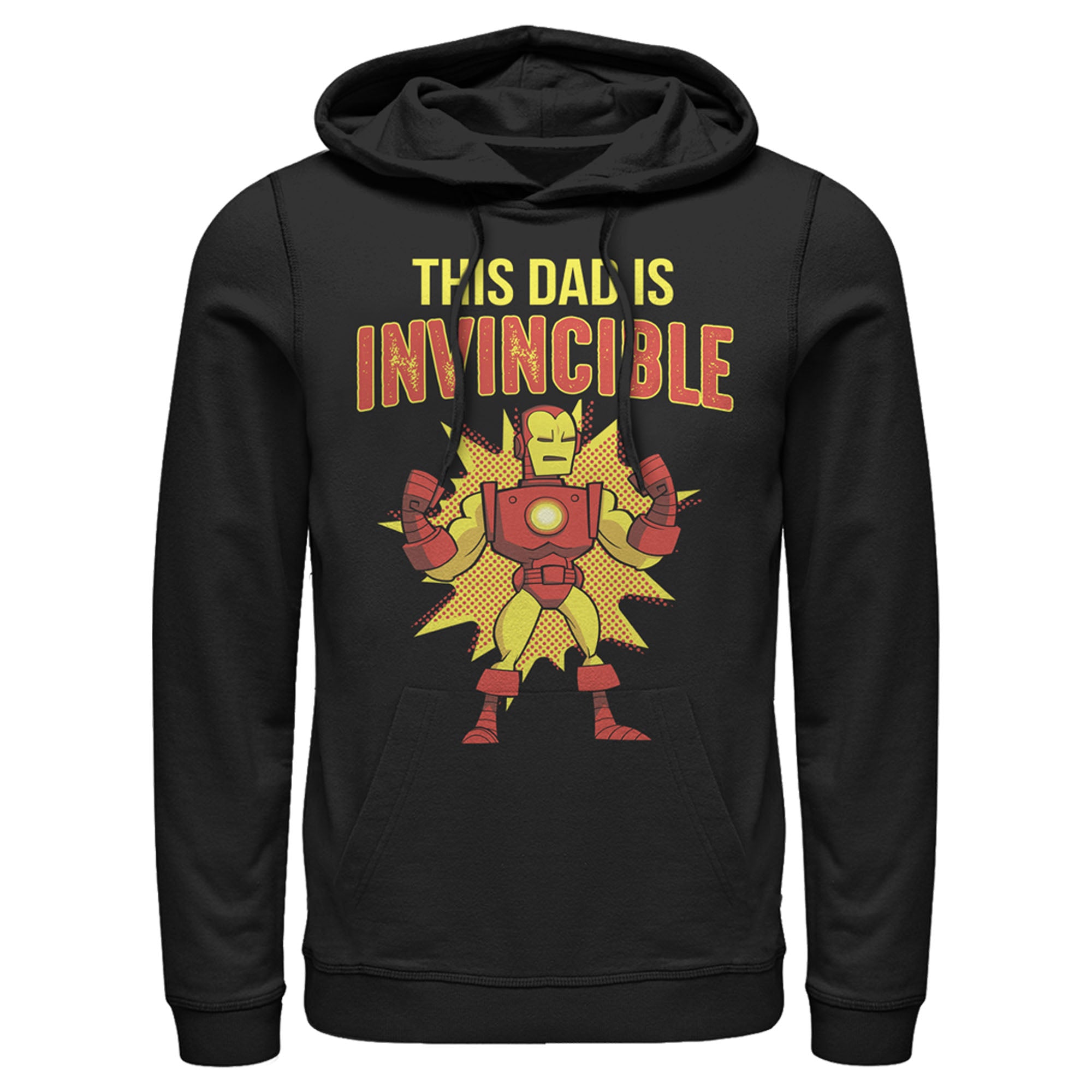 Men’S Marvel This Dad Is Invincible Cartoon Iron Man Pull Over Hoodie