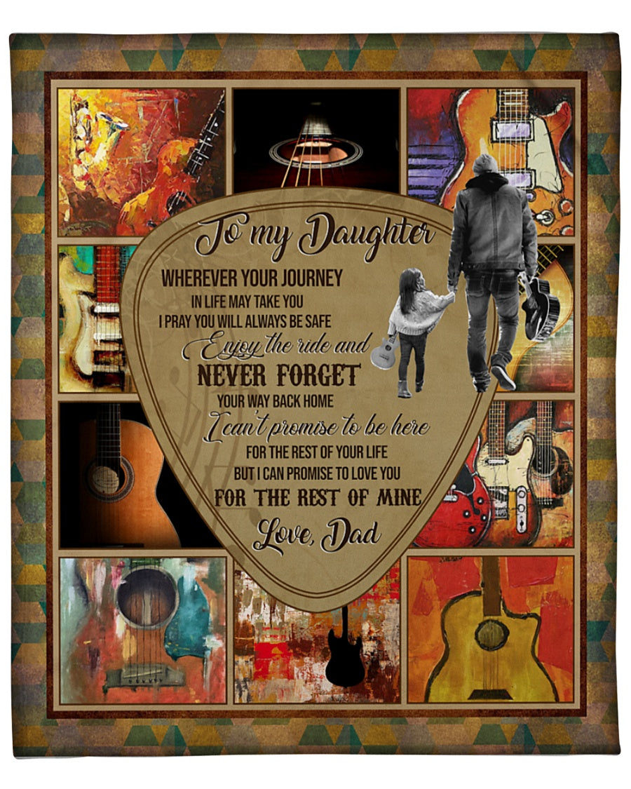 To My Daughter Never Forget Your Way Back Home Fleece Blanket Gift For Family, Birthday, Guitar Lovers, Father To Daughter Gift Home Decor Bedding Couch Sofa Soft And Comfy