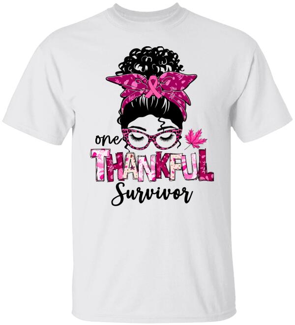 One Thankful Survivor Pink In The Fall Specially Personalized Shirt For Roxanne Breast Cancer Awareness Sh-01082-Ctha