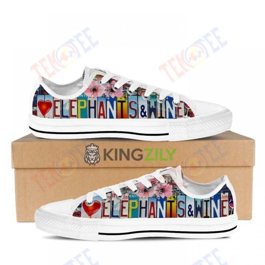 Mens Womens Love Elephants Wine Low Top Shoes Custom Print Footwear Converse Sneakers TMT138