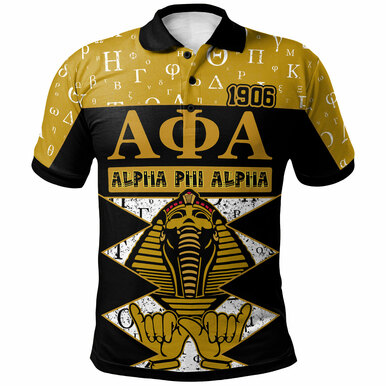 Alpha Phi Alpha Polo Shirt – Custom Alpha Phi Alpha Fraternity Greek Alphabet With Hand Sign And Sphinx Polo Shirt