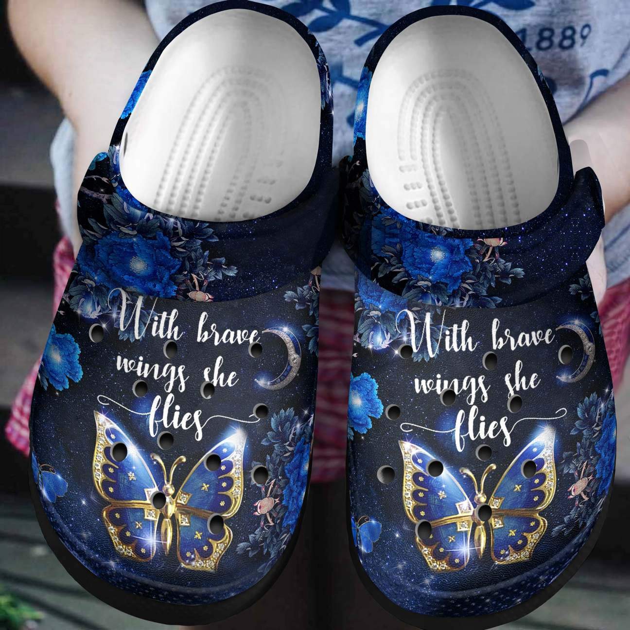 Butterfly Personalized Clog, Custom Name, Text, Color, Number Fashion Style For Women, Men, Kid, Print 3D With Brave Wings She Flies