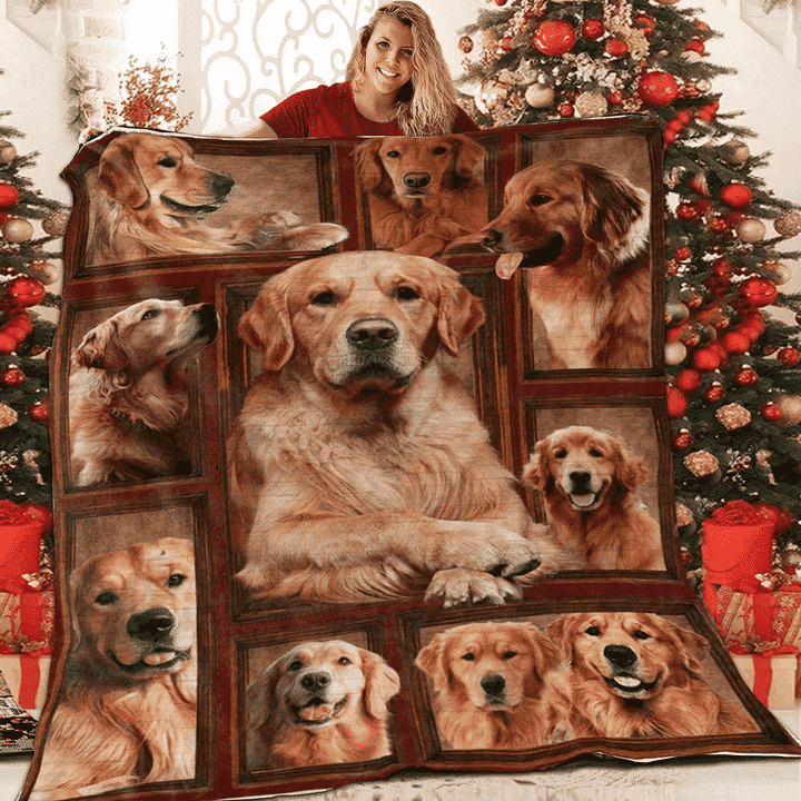 Golden Retriever Heart Beating Quilt Blanket Christmas Christmas Gifts Merry Christmas Holiday Gifts Gift Dhc03011779Dd