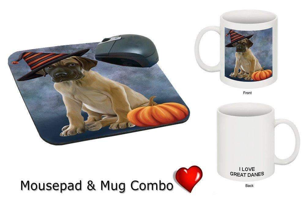 Christmas Happy Holidays Great Dane Puppy Wearing Witch Hat Mug & Mousepad Combo Gift Set Mmcg0628