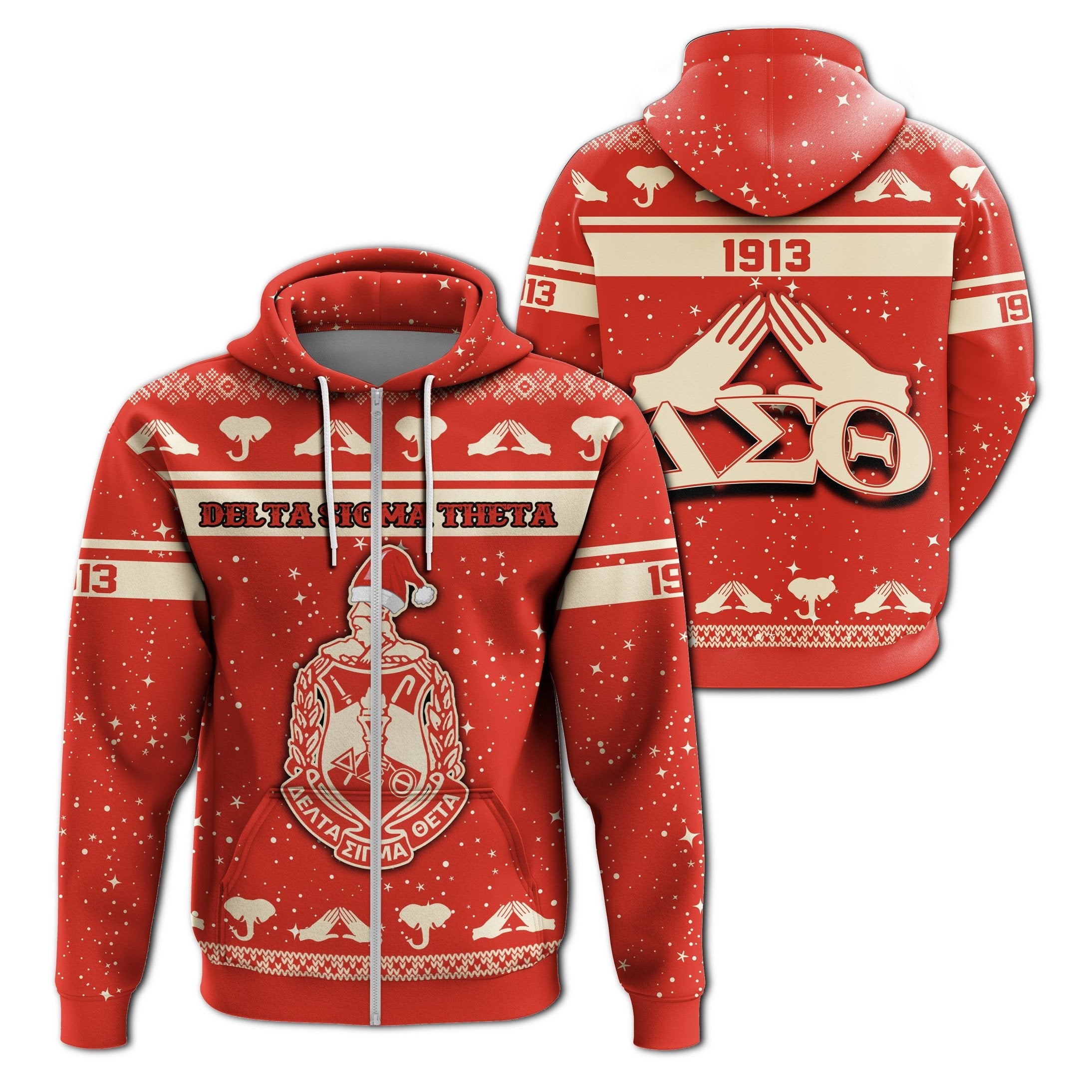 Sorority Hoodie – Delta Sigma Theta Christmas Zip Hoodie