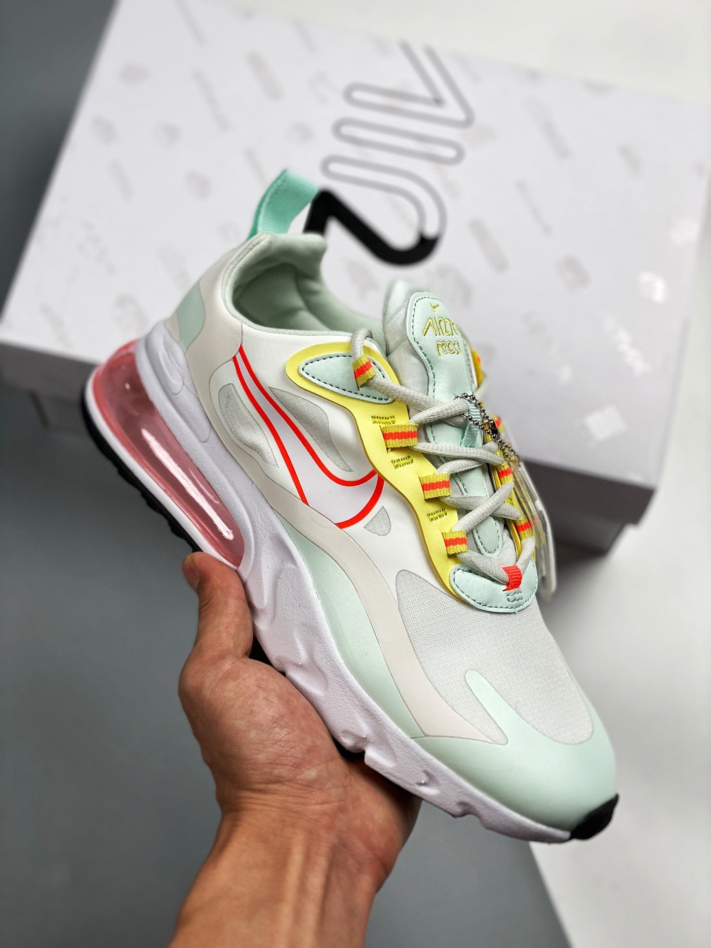 Nike Air Max 270 React Pale IvoryBarely GreenLight ZitronWhite 5339770