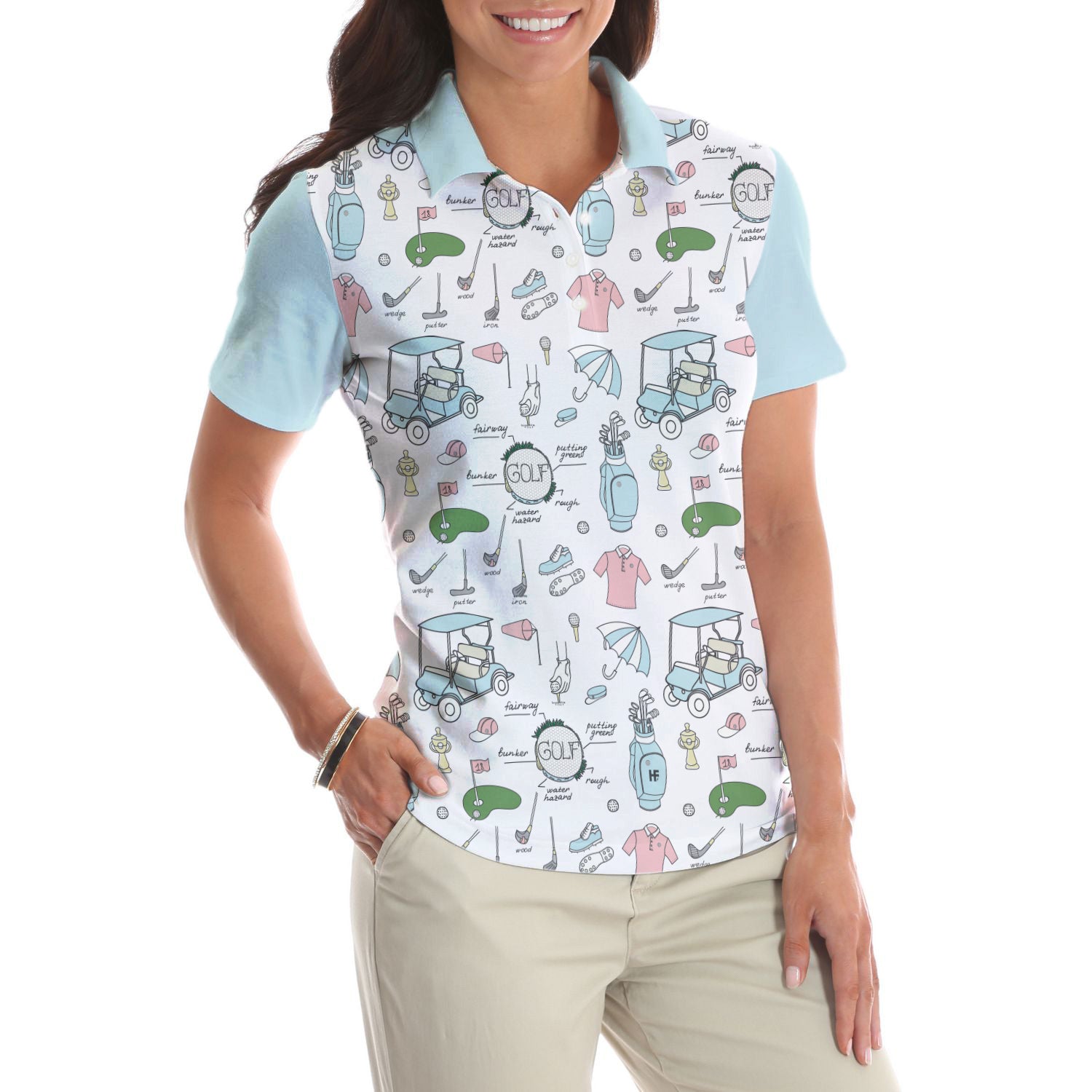 Golf Life In Blue V2 Short Sleeve Women Polo Shirt Coolspod