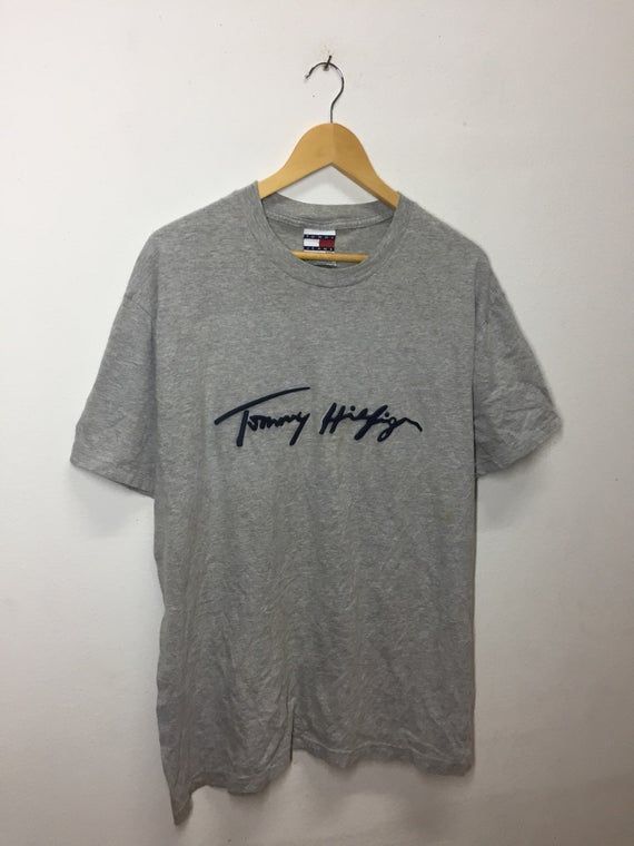 Rare Vintage 90S Tommy Hilfiger Spellout Nice Design Size Shirt