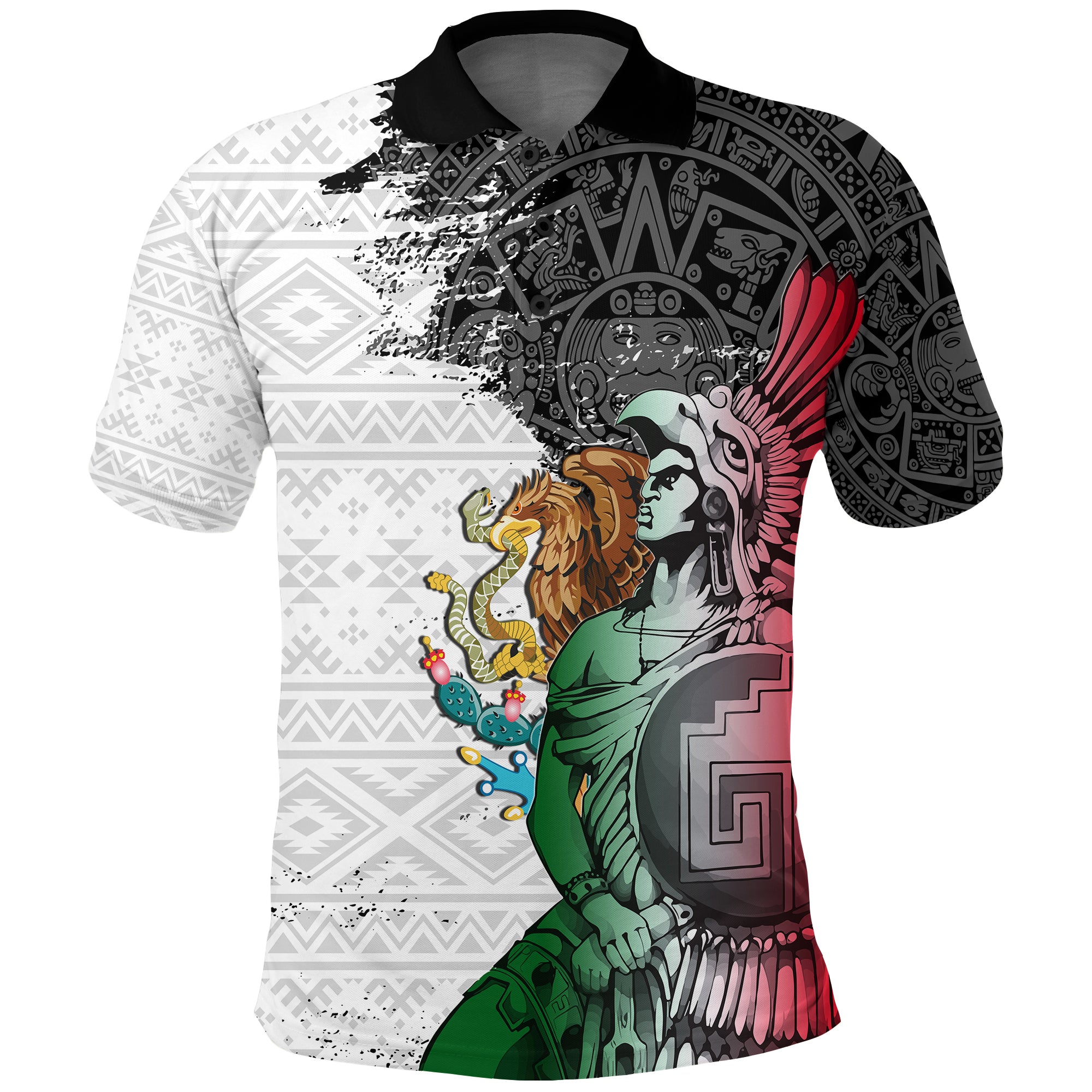 (Custom Personalised) Mexican Tribal Aztec Warriors Polo Shirt Eagle Warriors Lt7