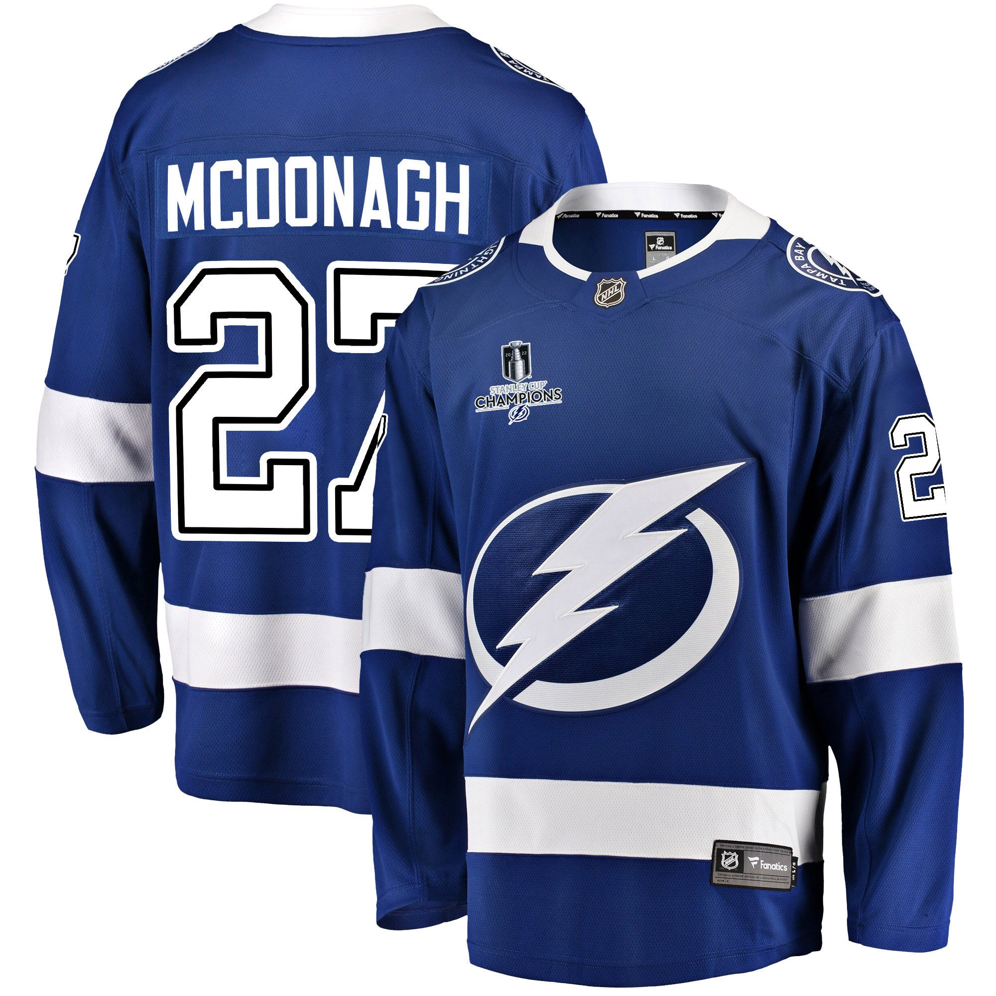 Tampa Bay Lightning Ryan McDonagh 27 Home 2022 Stanley Cup Champions Breakaway Men Jersey – Blue