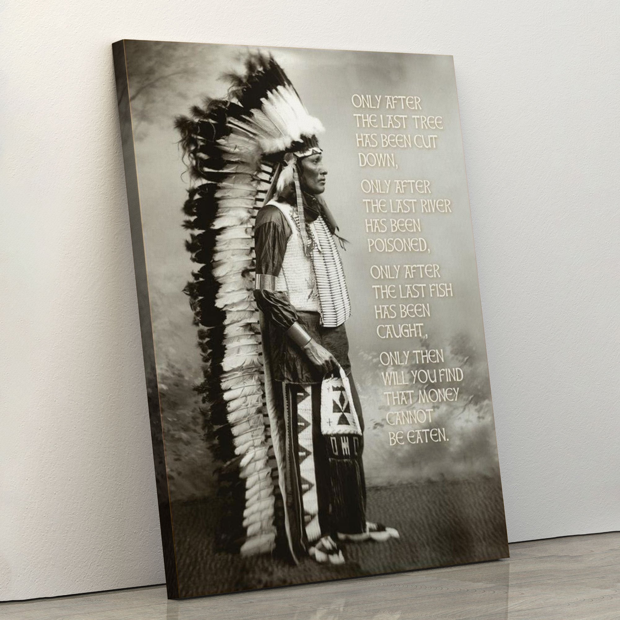 E Chief White Cloud Native American Wisdom Printed Canvas Poster Wall Art, Poster Print, Canvas Print Wall Decor