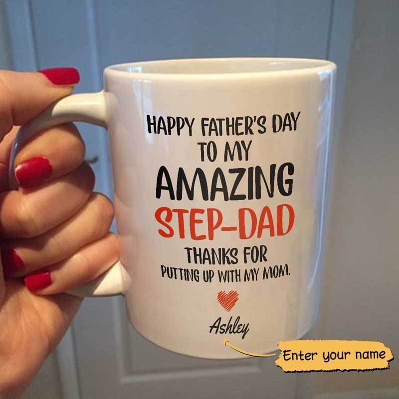 Happy Father’S Day Amazing Step Dad Personalized Coffee Mug