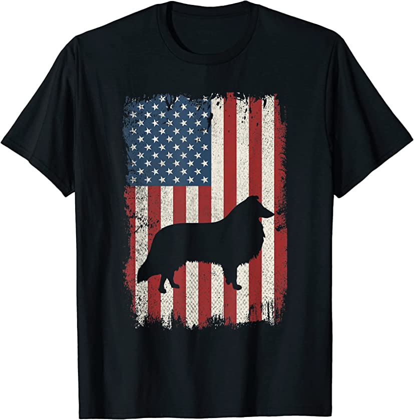 Collie American Flag USA Dog Lovers Puppy US T-Shirt