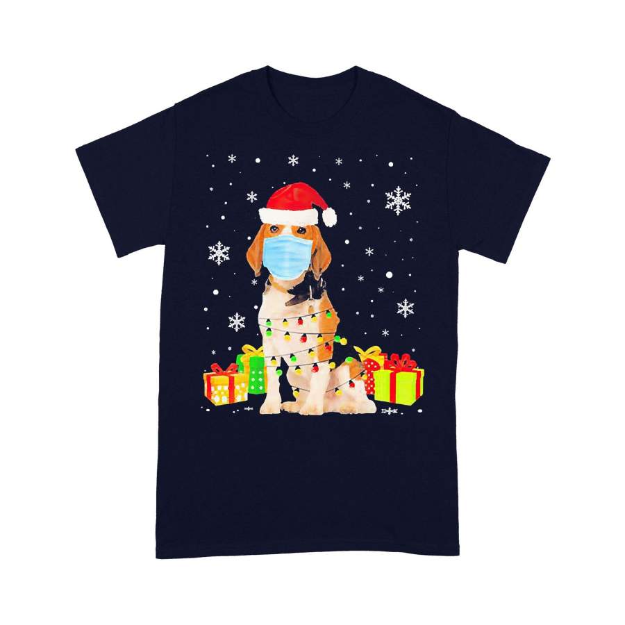 Santa Beagle Face Mask Christmas Light T-Shirt Christmas Gift Ideas