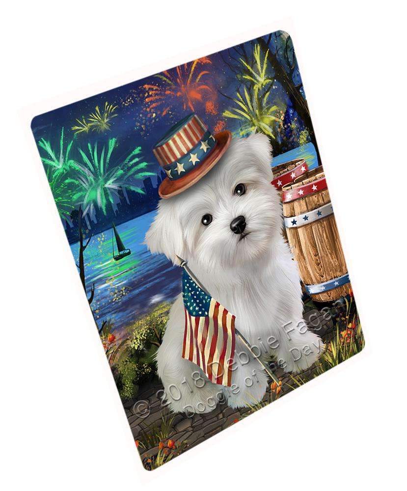 4Th Of July Independence Day Fireworks Maltese Dog At The Lake Blanket Blnkt76737