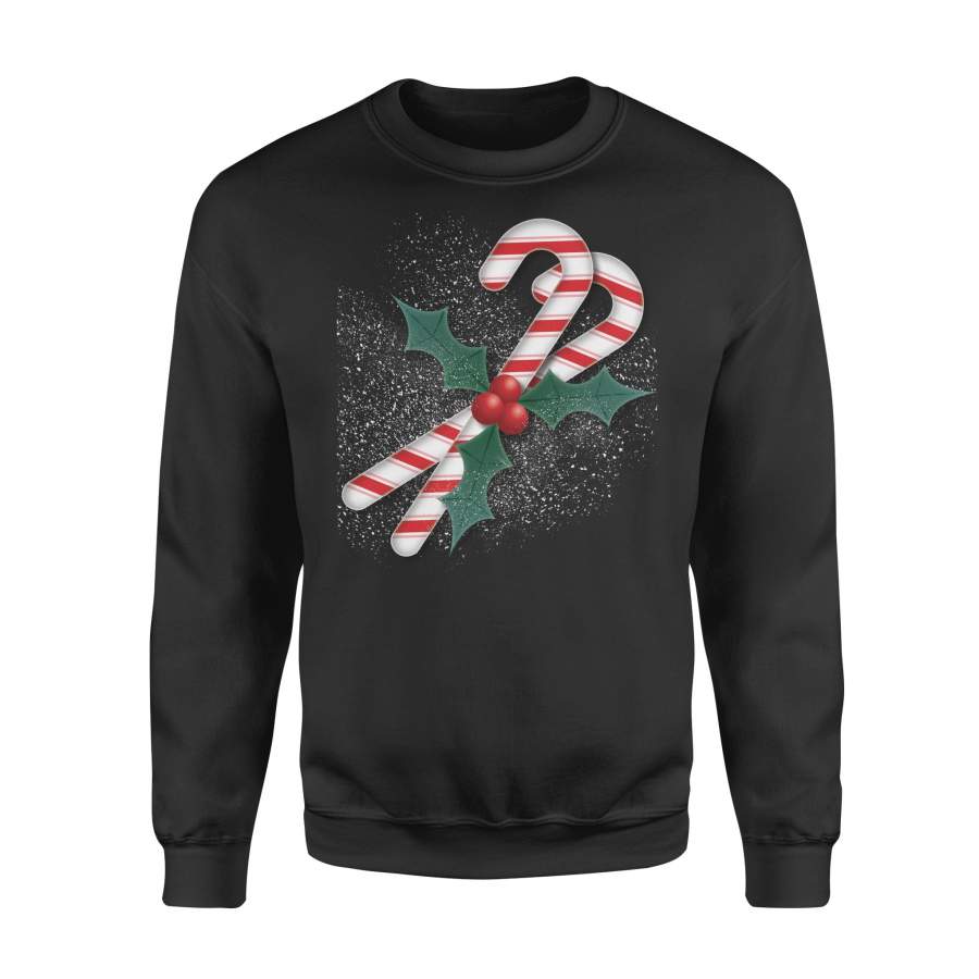 Christmas Gift Idea Candy Cane And Holly – Standard Crew Neck Sweatshirt