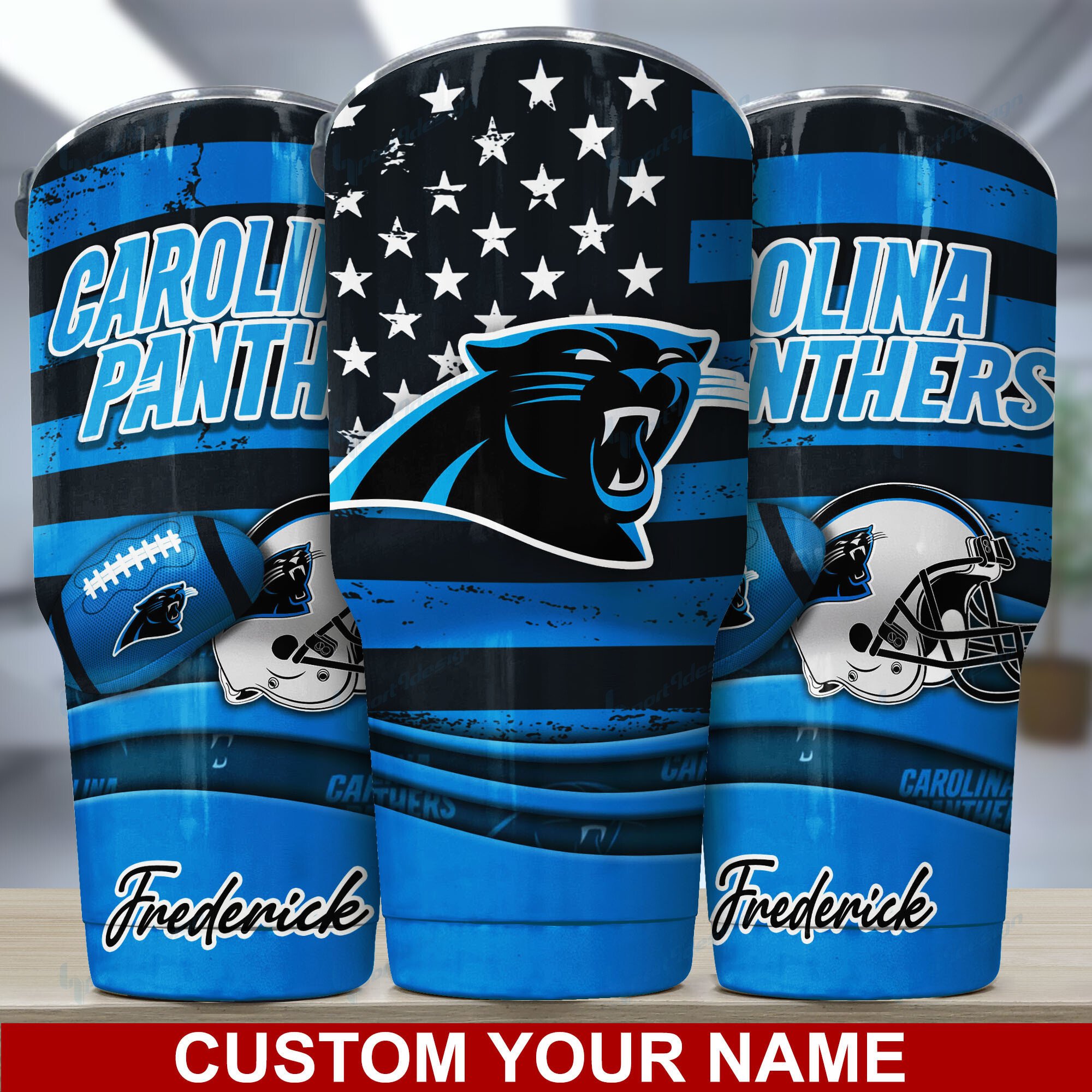 Carolina Panthers Custom Name Tumbler Bg34