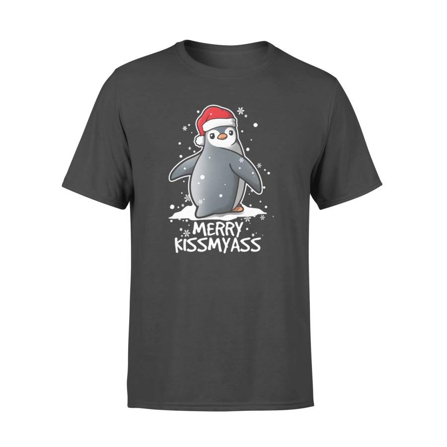 Funny Christmas Shirts Penguin Merry Kissmyass T-shirt