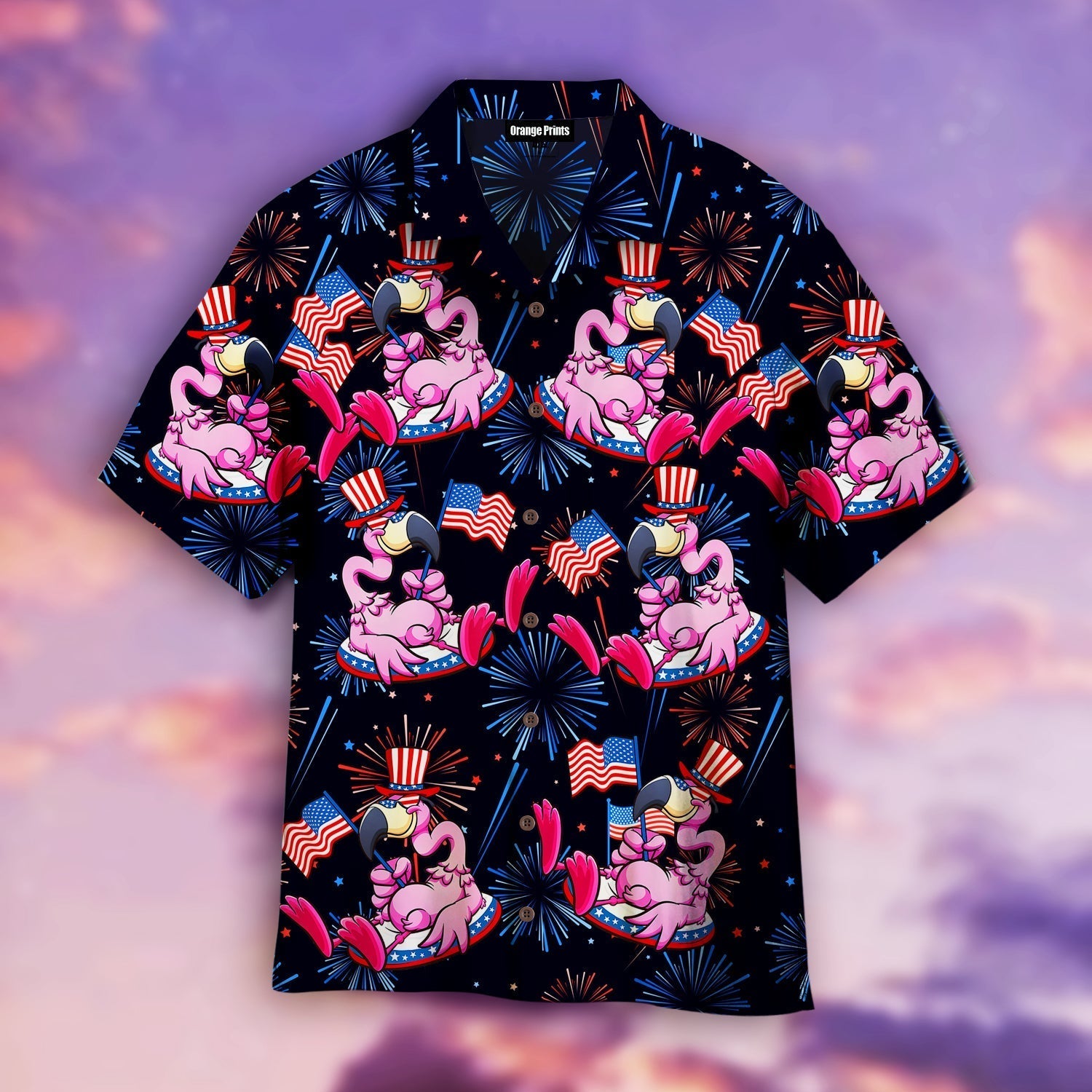 Flamingo American Flag Firework Aloha Hawaii Shirts For Men And Women Ha14929