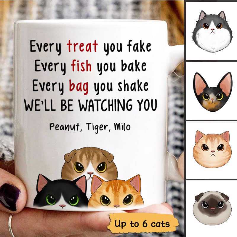 Fluffy Cat Will Be Watching You Funny Gift For Cat Lover Personalized Mug