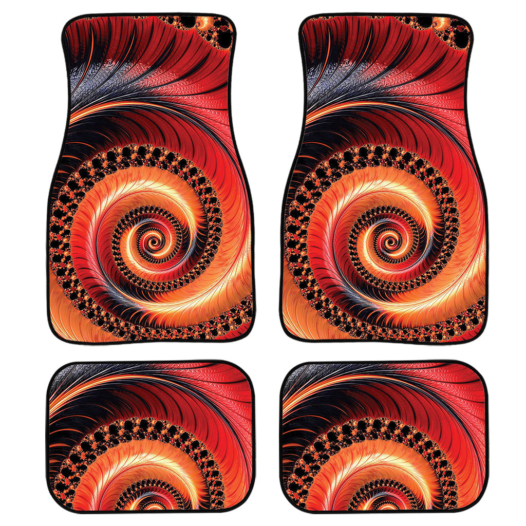 Orange Fractal Print Front And Back Car Floor Mats, Front Car Mat