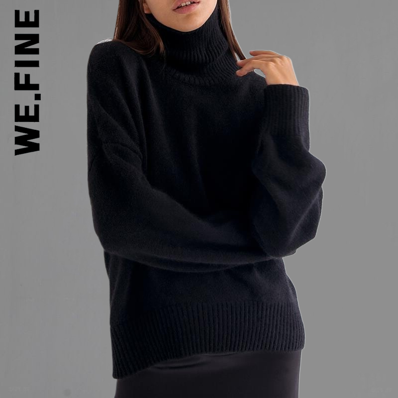 We.Fine Knitted Women Sweater Fashion Turtleneck Popular Leisure Sweaters Women Harajuku Girl Women’s Sweater Jumper Sexy Tops alx