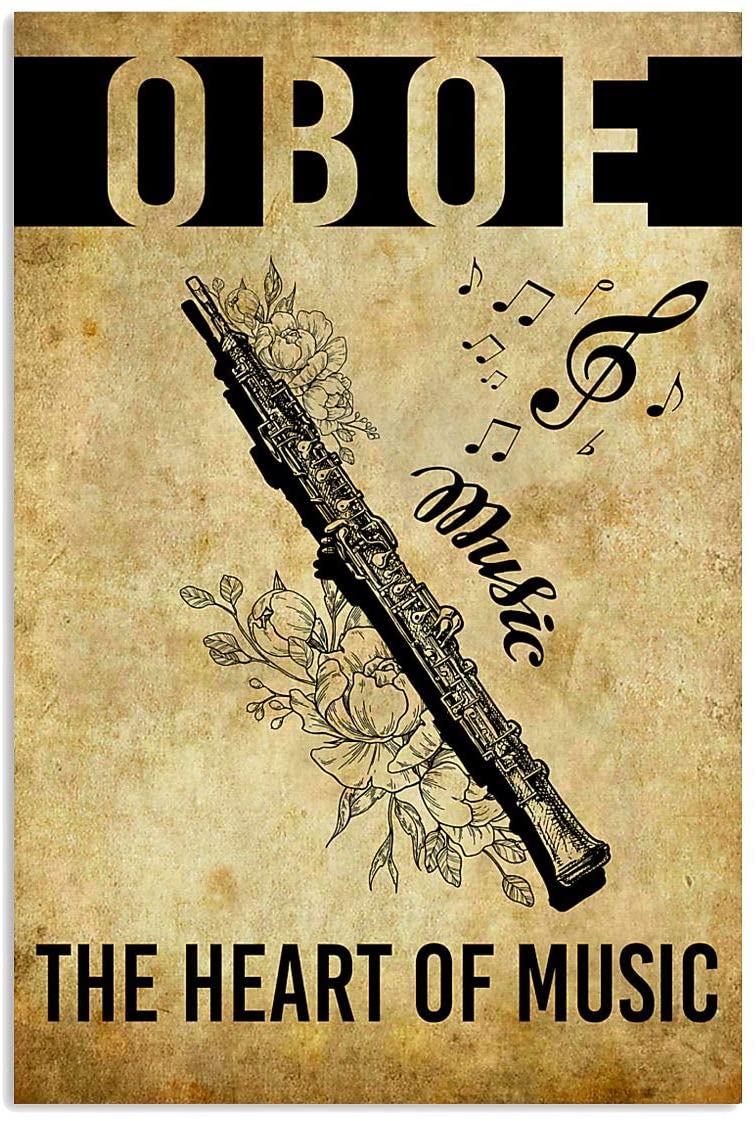 Vintage Oboe – The Heart Of Music Poster Art Print      Home Decor Gift For Men Women Family Friend On Birthday Xmas