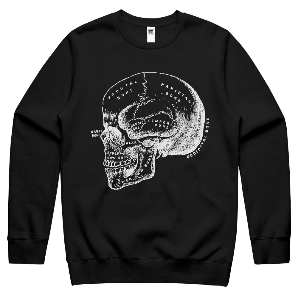 Vintage Anatomy Skull T-Shirt Skeleton Diagram Graphic Tee Crewneck Sweatshirt