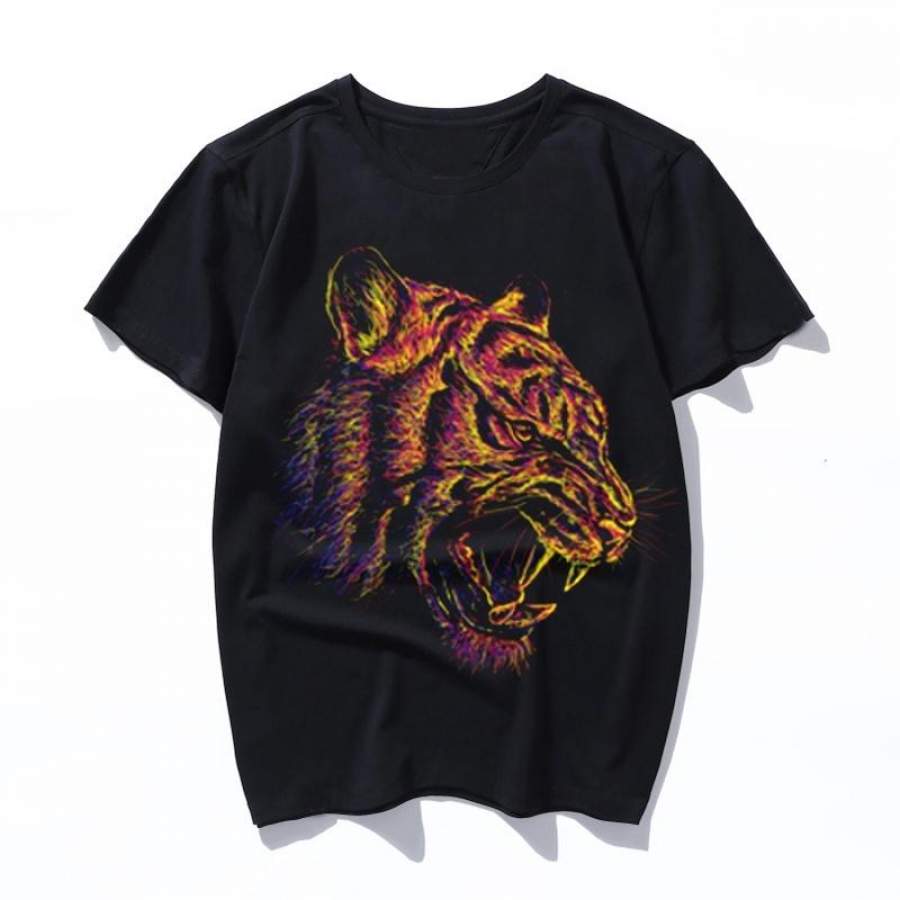 blazing tiger Top Quality Cotton funny women t shirt casual Unisex short sleeve print mens T-shirt Fashion cool T shirt for men