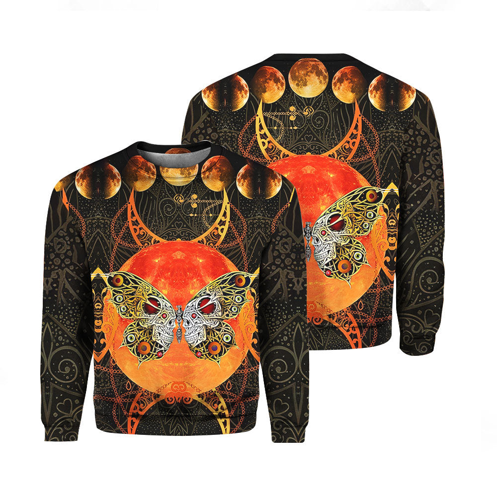 Skull Butterfly Moon Lights Sweatshirt All Over Print Sweatshirt For Women Sweatshirt For Men Sws1043