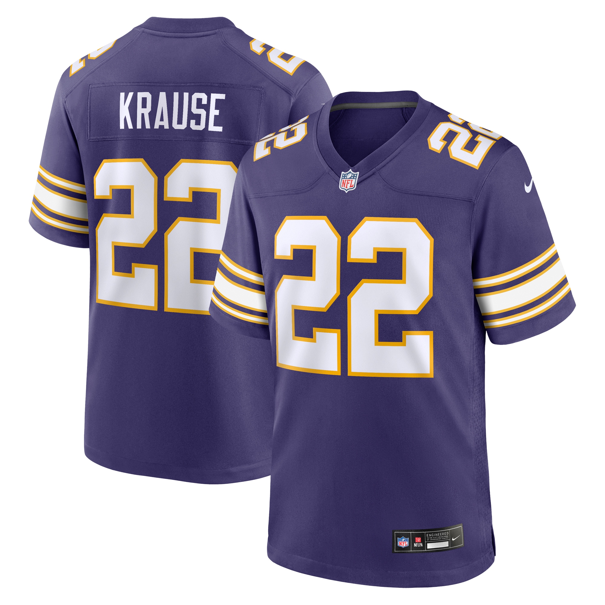 Paul Krause Minnesota Vikings Classic Retired Player Jersey – Purple