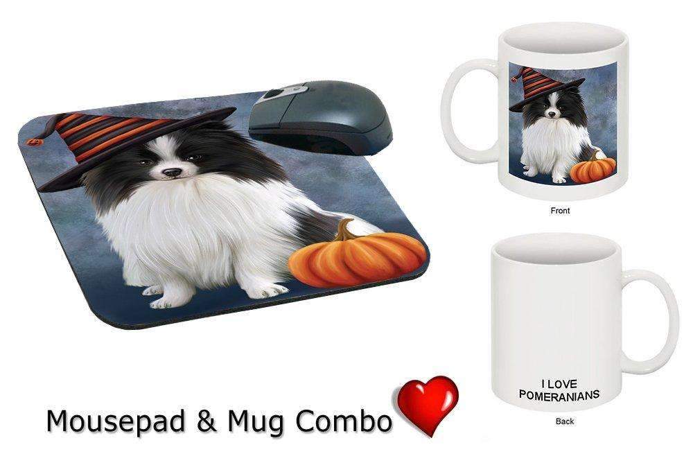 Christmas Happy Holidays Pomeranian Puppy Wearing Witch Hat Mug & Mousepad Combo Gift Set Mmcg0638