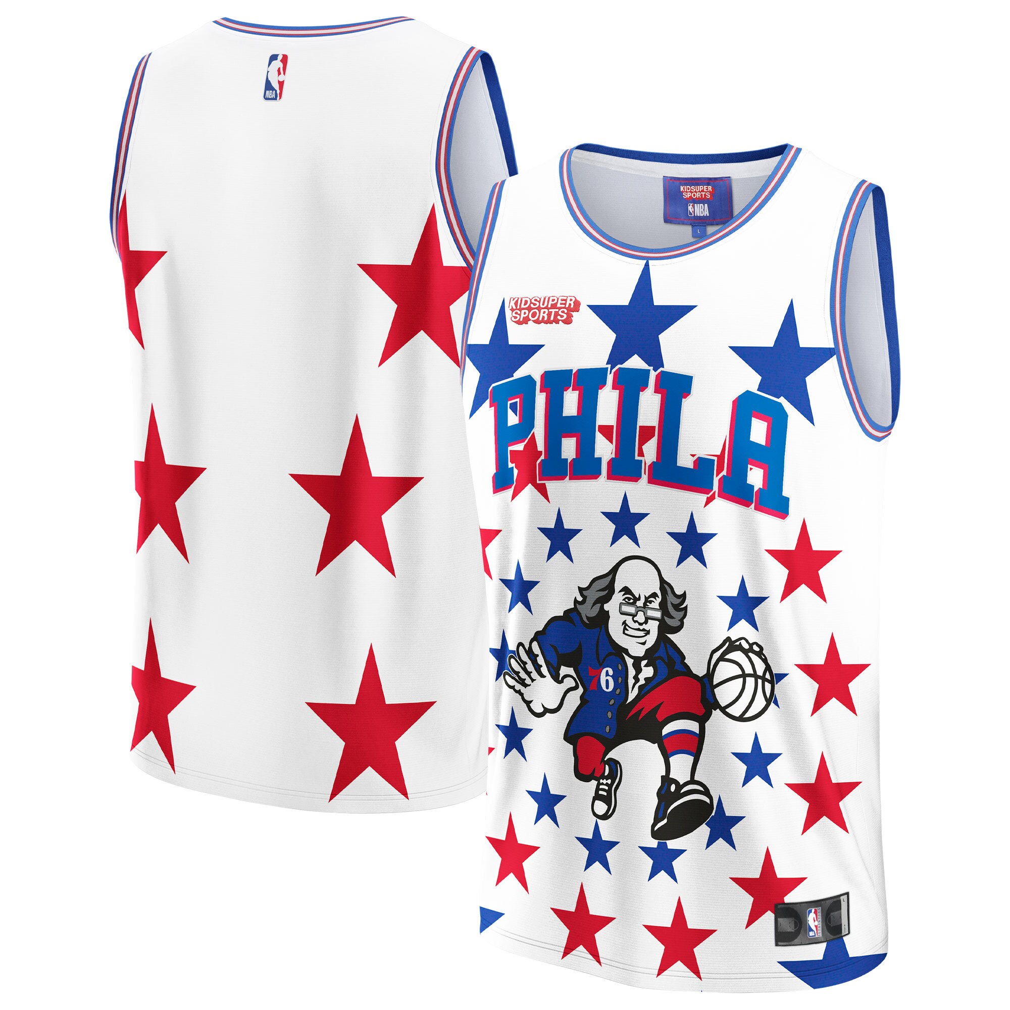 Philadelphia 76ers NBA & KidSuper Studios by Unisex Hometown Jersey – White