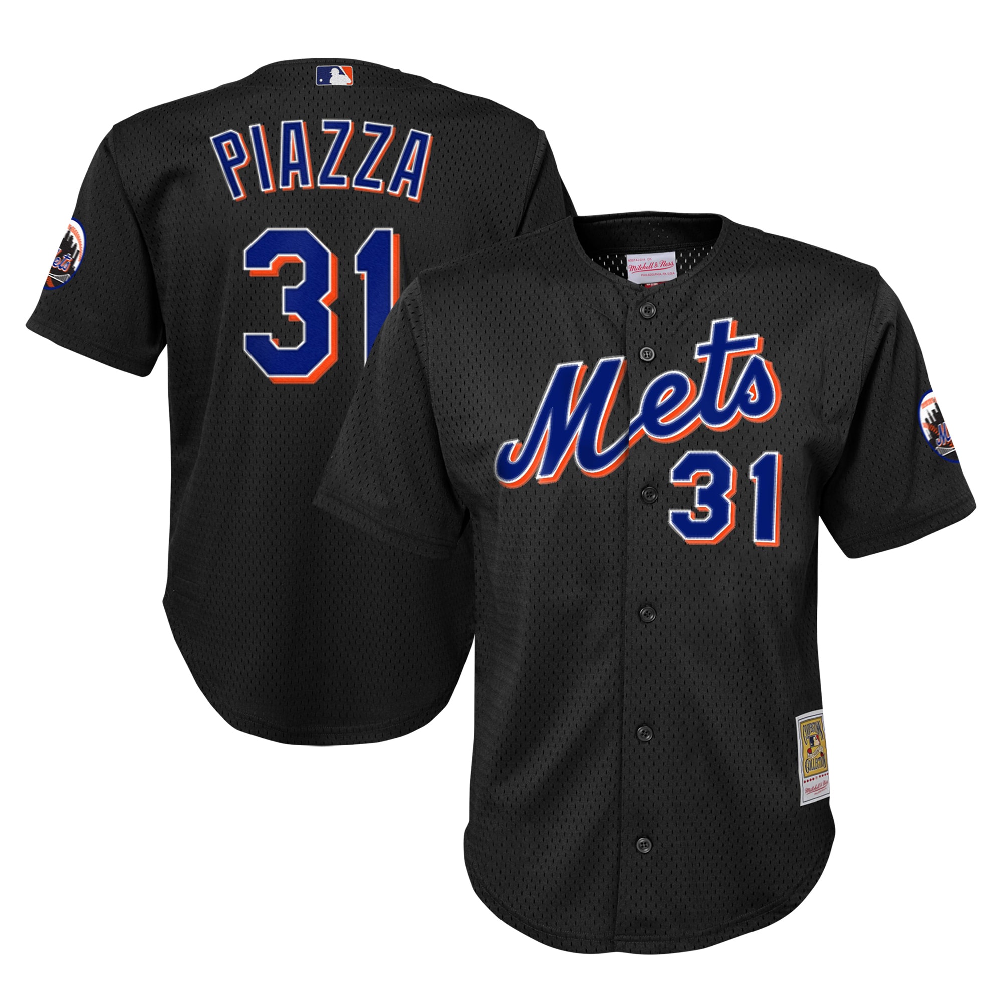 Mike Piazza New York Mets Mitchell & Ness Youth Cooperstown Collection Mesh Batting Practice Jersey – Black