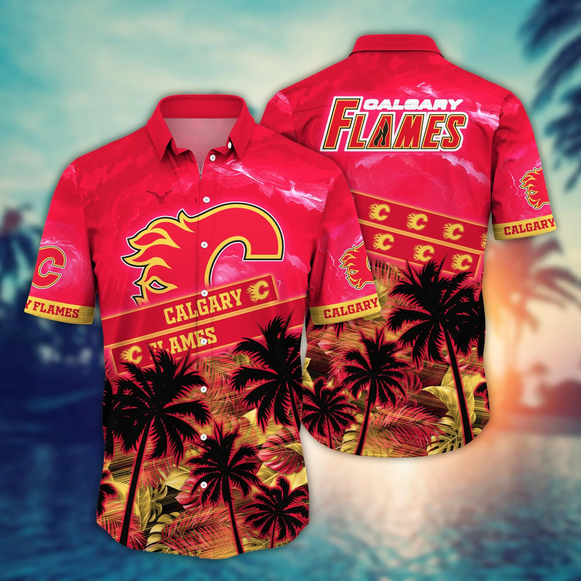 Calgary Flames Nhl Hawaiian Shirt Beach Ballstime Aloha Shirt