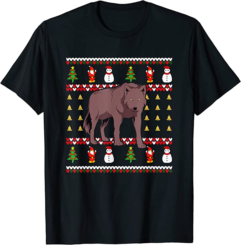 Ugly Christmas Predator Forest Animal Lover Merry Xmas Wolf T-Shirt