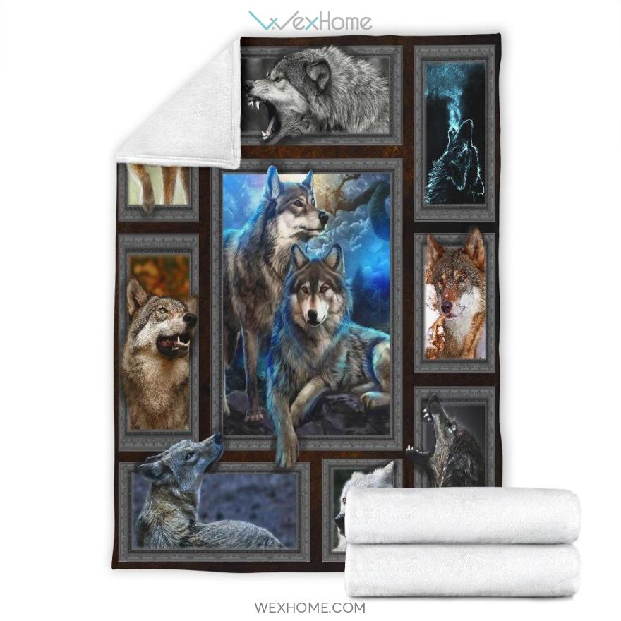 Wolf Light Blue Premium Blanket