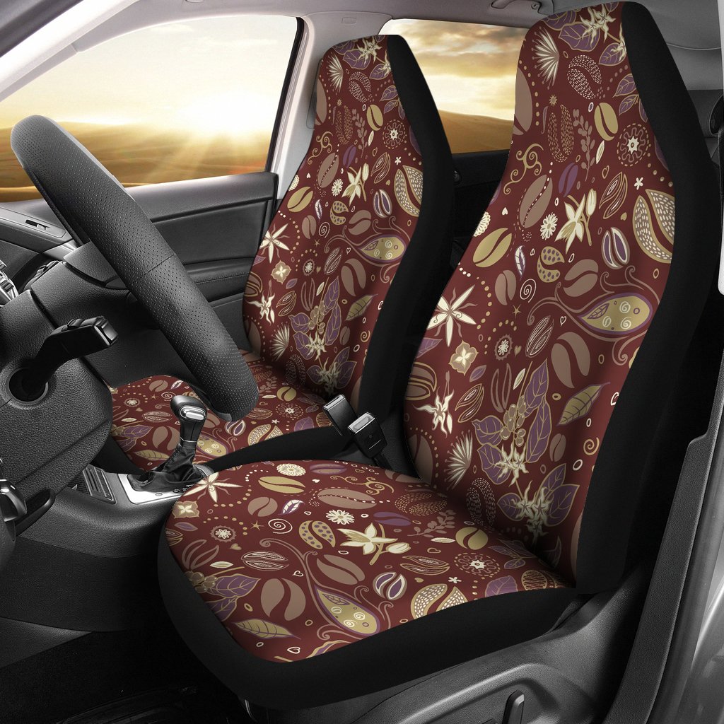 Coffee Bean Flower Pattern Universal Fit Car Seat Covers